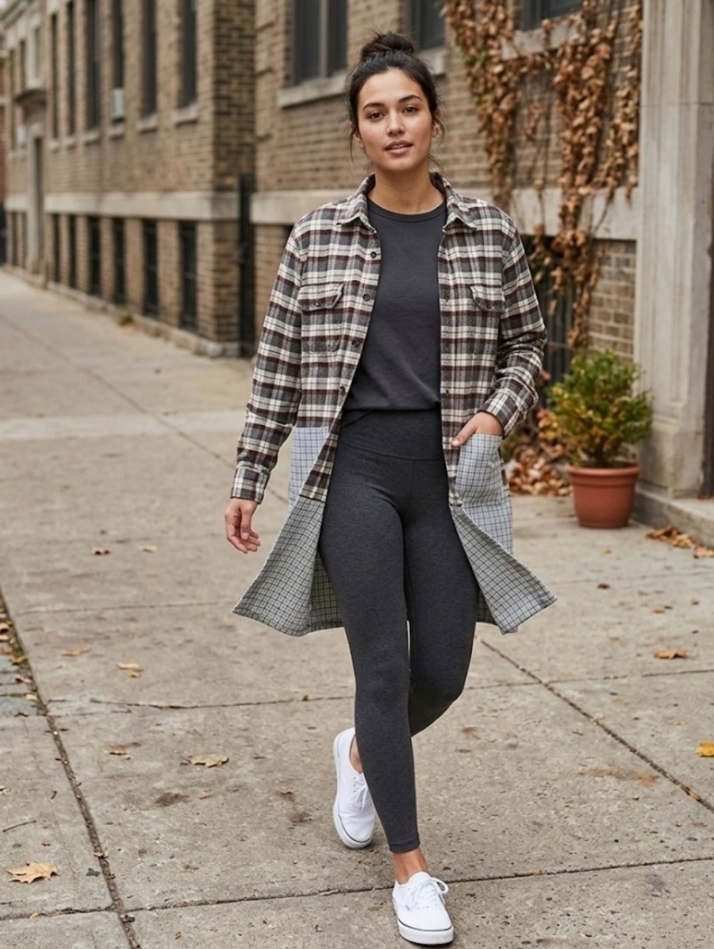Upcycled Flannel Plaid Shirt Coat Duster Shacket sz L Original